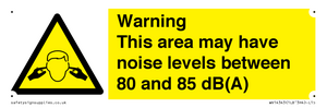 Warning Noise Levels in this area between 80 and 85 dB